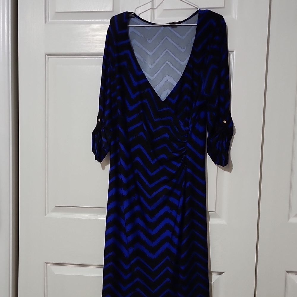 imPRESS Blue Ruched Wrap Cocktail Dress